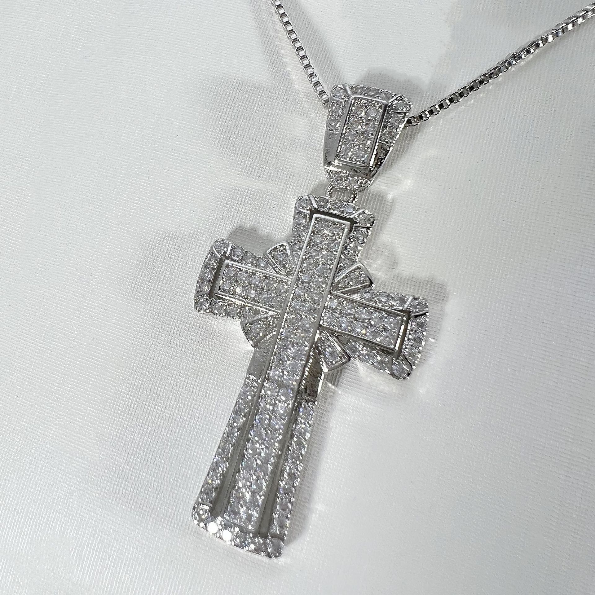 Handmade Lab Diamond Cross Pendant 925 Sterling Silver Party Wedding Pendants Necklace for Women Men Moissanite Jewelry Gift