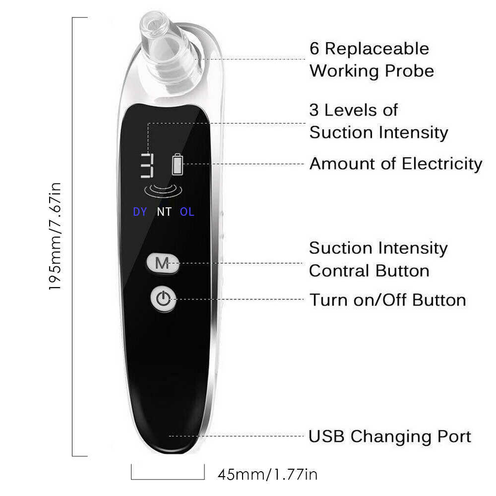 Dispositifs de soins du visage Dissolvant de points noirs Aspirateur de pores Boutons Dissolvants d'acné Nez électrique Points noirs Instrument de nettoyage 230915