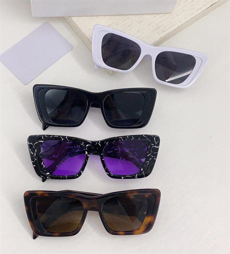Novo design de moda óculos de sol 08YS cat eye plate frame diamante forma corte templos estilo popular e simples óculos de proteção uv400 ao ar livre com corrente de metal