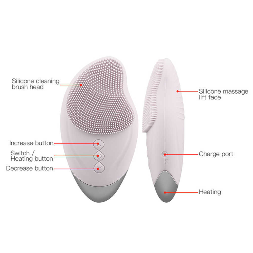 Ansiktsvårdsenheter Electric Cleansing Brush Warm Eyes Massage Eye Wrincles Soft Silicone Cleanser Sonic Vibration Pore 230915