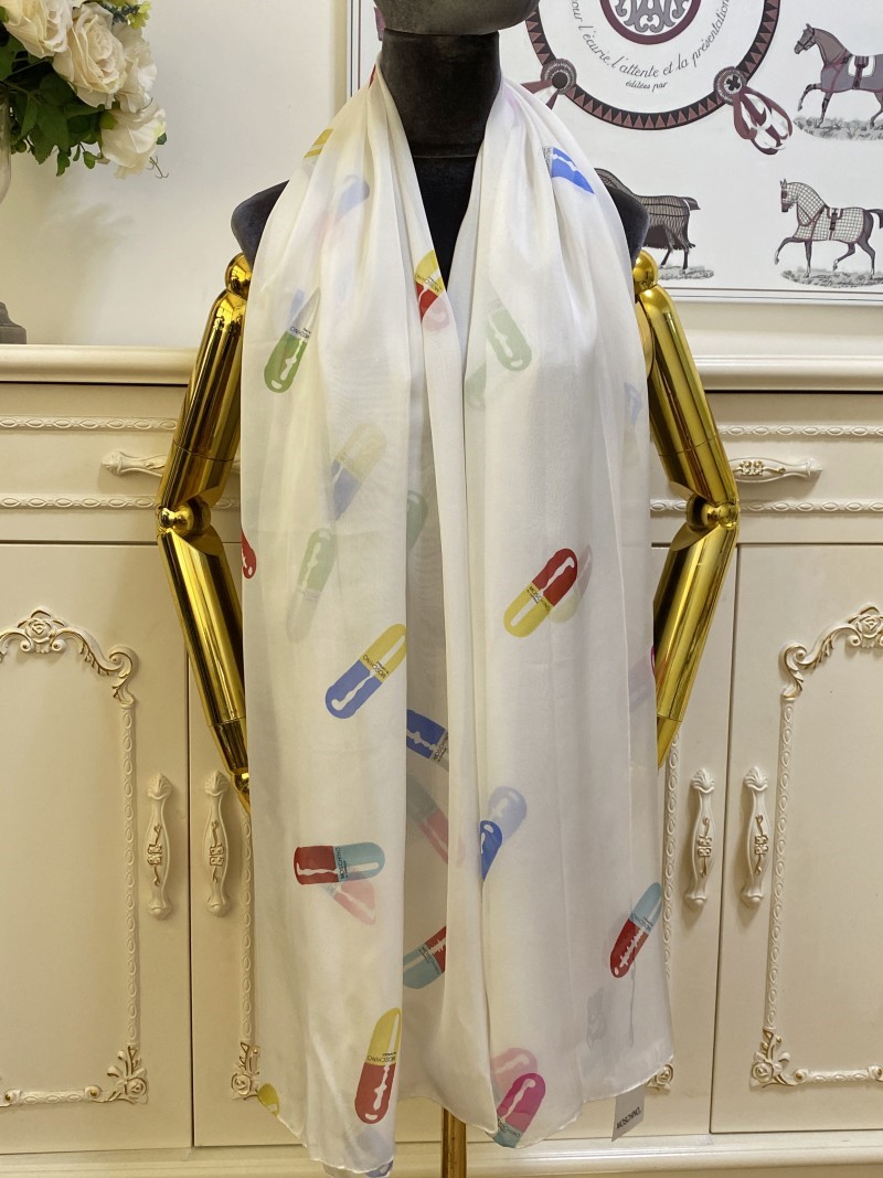 Écharpe longue pour femmes, châle 100% soie, motif de lettres blanches, grande taille 190cm - 100cm