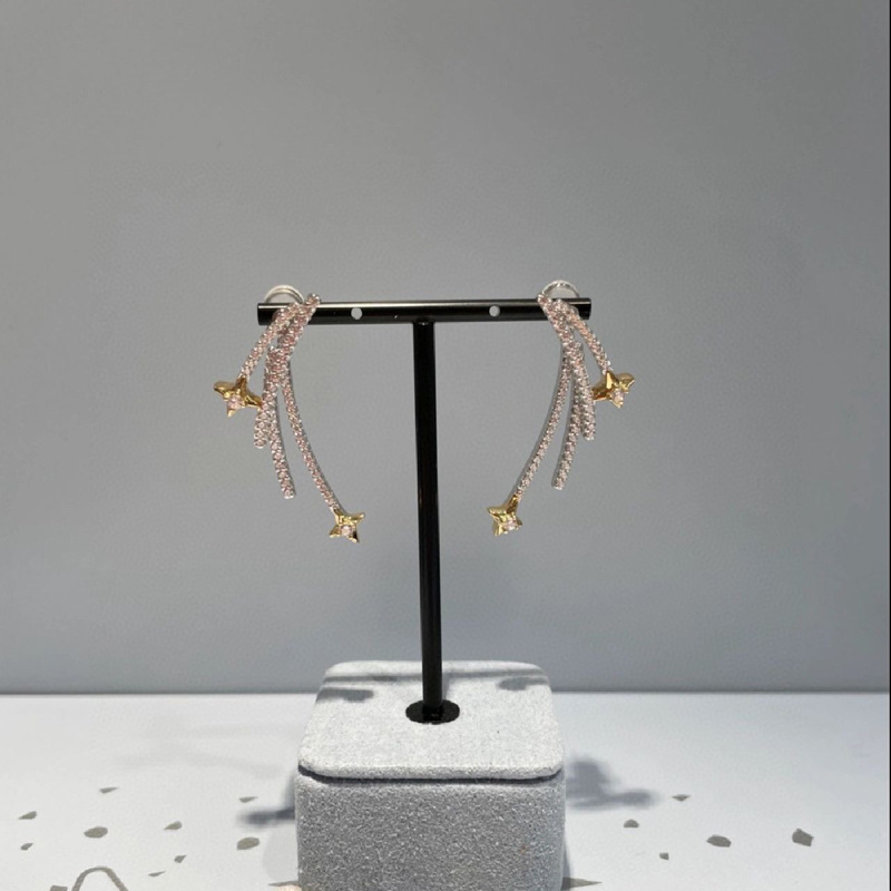 Fairy rod micro-set zircon sterling silver stud earrings women's niche design sense simple snowflake earrings