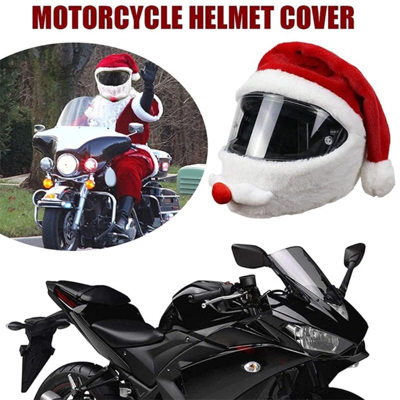 Motocicleta capacete completo capa de pelúcia adulta natal inovador moto acessórios poeira chapéu de proteção 915
