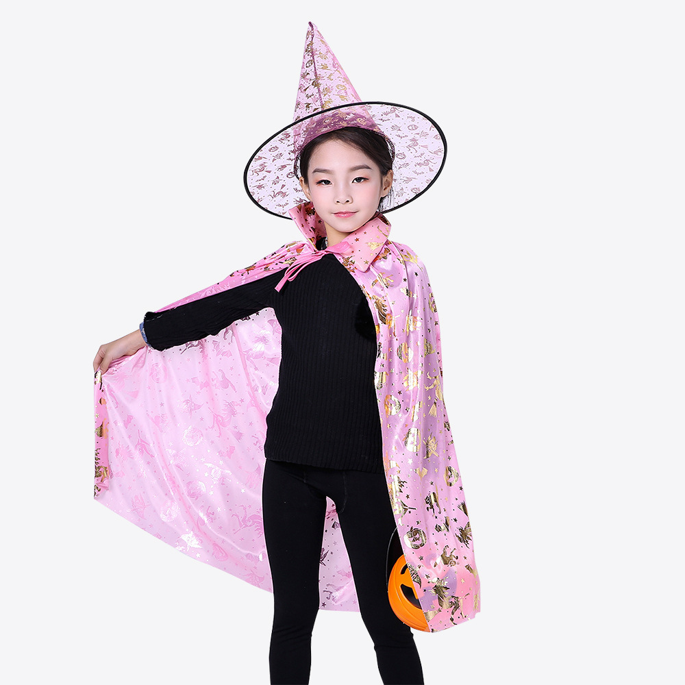 Halloween costumes Children cosplay witch witch cloak Hot gold pumpkin cloak Wizard wizard cloak