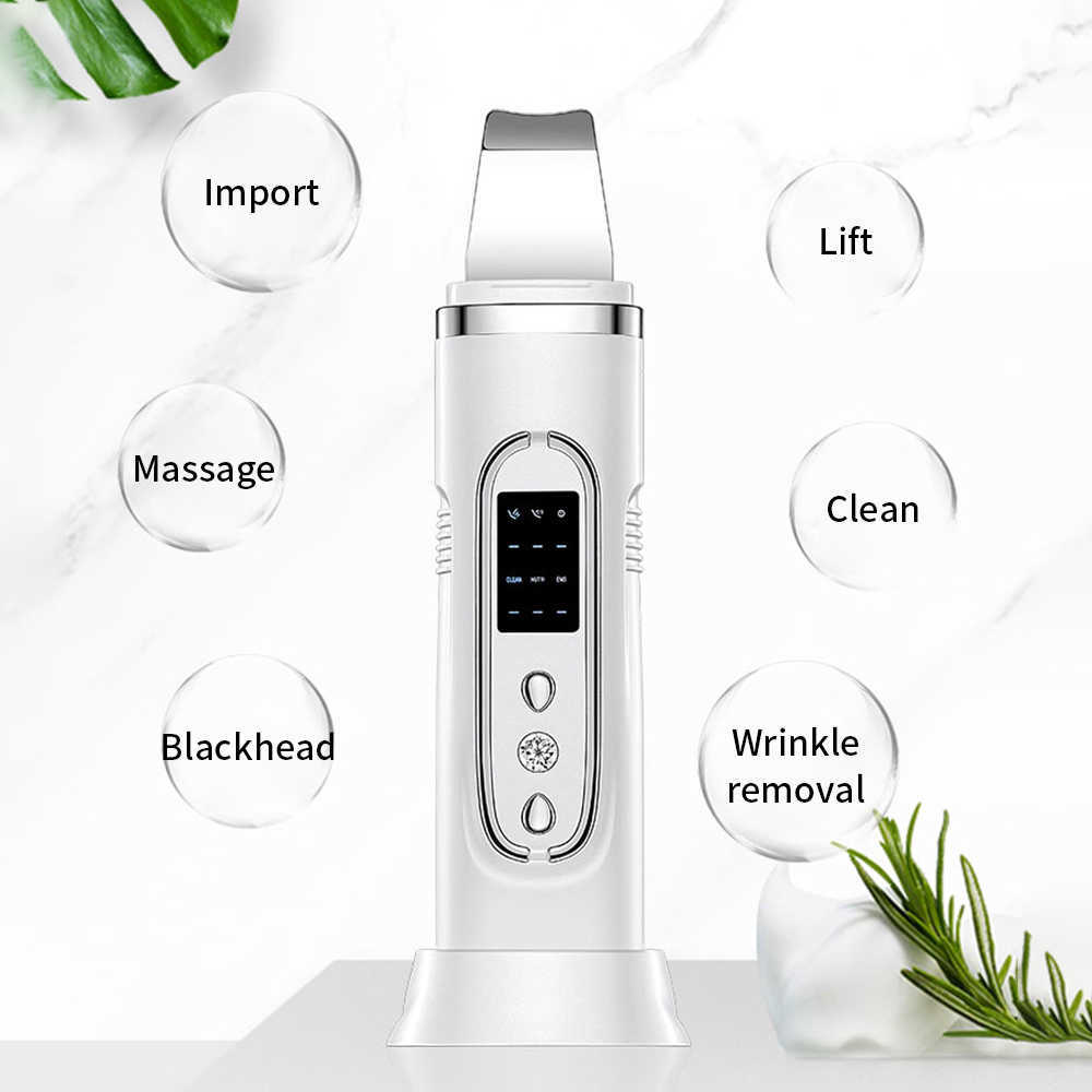 Face Care Devices Ultrasonic Skin Scrubber Electric Facial Cleansing Pore Deep Cleaner Acne Blackhead Remover Peeling Shovel Device Beauty Machine 230915