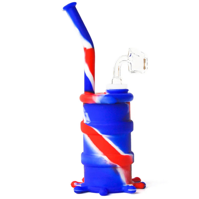 8" Silicone Bong Water Pipe Hookahs Dab Rig with 4mm quartz banger and glass bowl smoking accessories