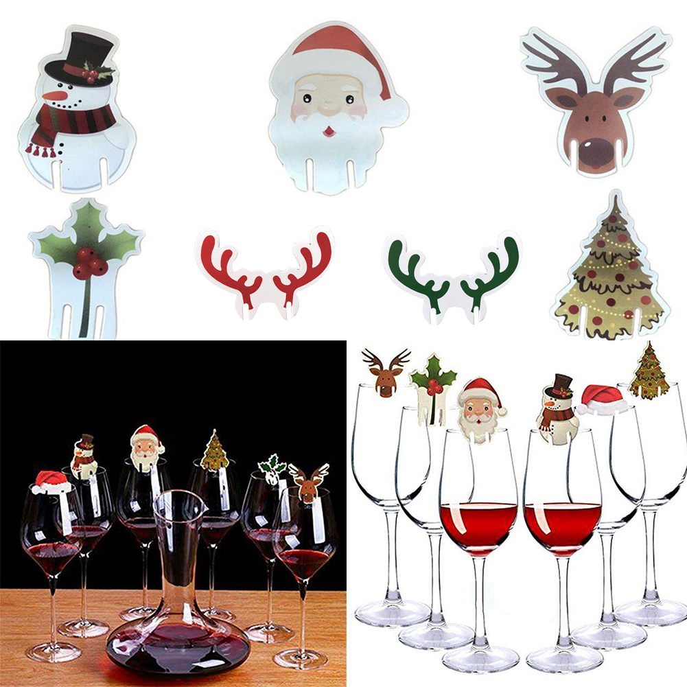 10 pezzi di carta tazza di Natale decorazioni natalizie cappello da Babbo Natale bicchiere di vino decorazione della tavola di Natale Navidad 2023 Buon Natale 916