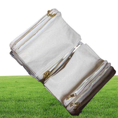 em branco Bolsa de maquiagem de lona de algodão puro em branco com zíper dourado combinando forro colorido bolsa cosmética Unissex em branco Bolsa para P9805892 personalizada