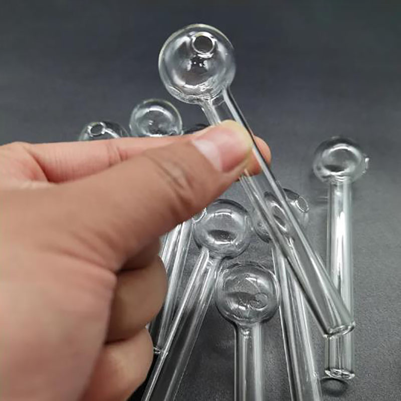 Glasölbrennerrohr 10 cm langes transparentes Rohr Bong Dab Bohrgerät Rauchzubehör