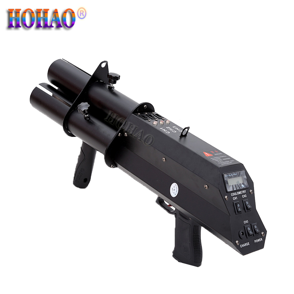 Handheld Led 3 Head Electronic Fireworks Salute Gun Wedding Stage Performance Atmosphere Paper Jet Machine Props Special Effects