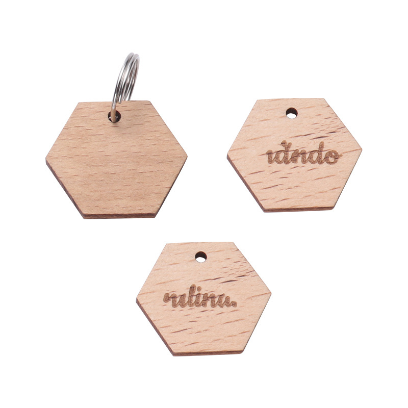 Wooden Dog Tag Ceychains DIY PET ID CARD TAGS BEETRING KEYYRING KEYRING