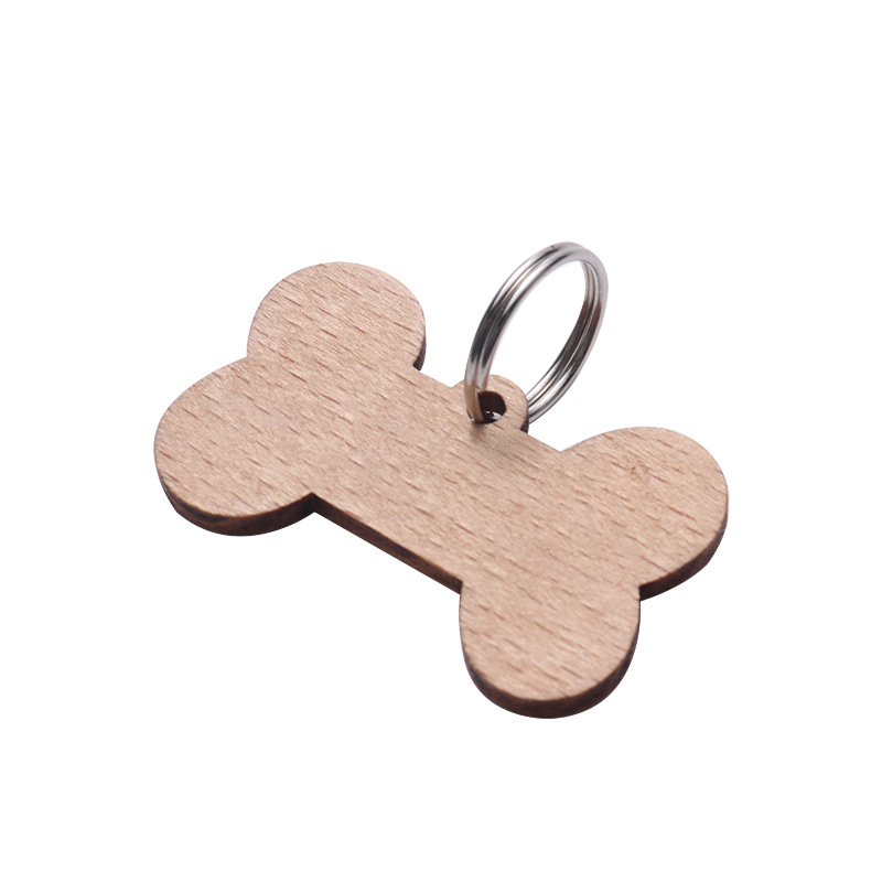 Wooden Dog Tag Ceychains DIY PET ID CARD TAGS BEETRING KEYYRING KEYRING