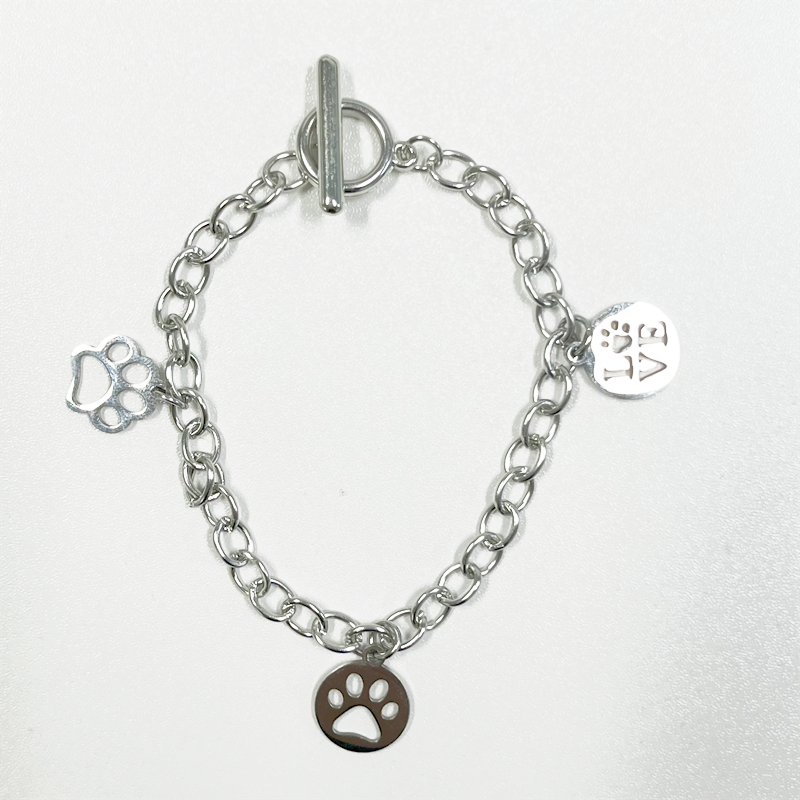 Bracelet en fer à boucle OT, 3 couleurs, avec trois pattes de chien, pendentif en acier inoxydable, Bracelet de fête personnalisé pour femmes