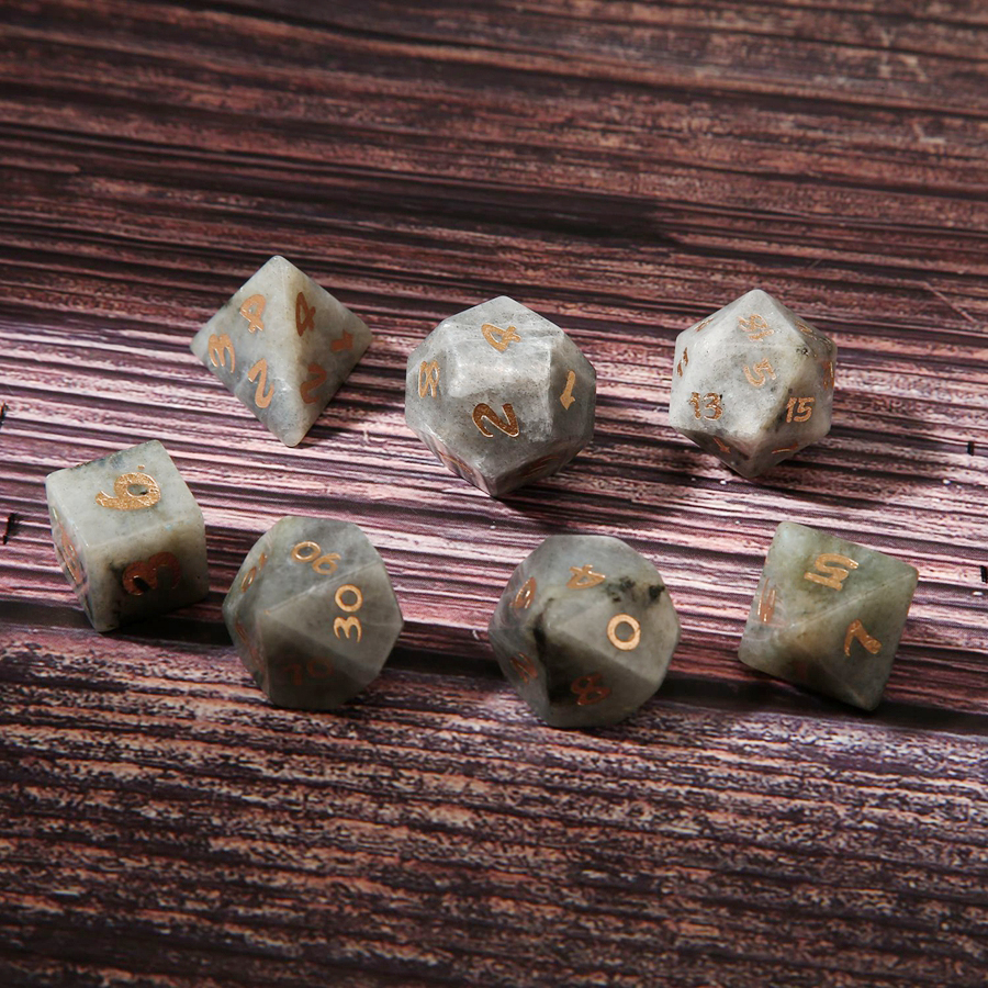 Natural Labradorite Polyhedral Loose Gemstones Dice Set Dungeons & Dragons Stone Dice Set DND RPG Games Ornaments Spot Goods Wholesale Accept Custom