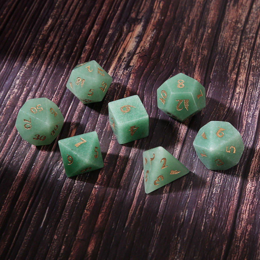 Natural Green Aventurine Polyhedral Loose Gemstones Dice Set Dungeons & Dragons Stone Dice Set DND RPG Games Ornaments Spot Goods Wholesale Accept Custom