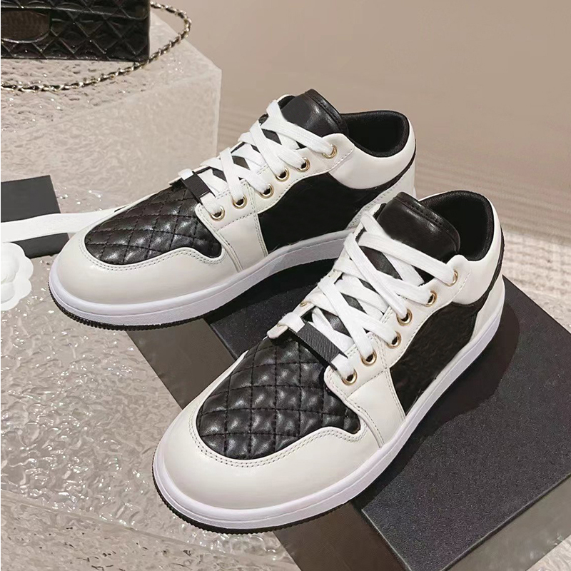 Högkvalitativ designer Casual Shoes Women's Leather Plaid Diamond Spring/Summer New Explosive Leisure Street Comfort Sneakers