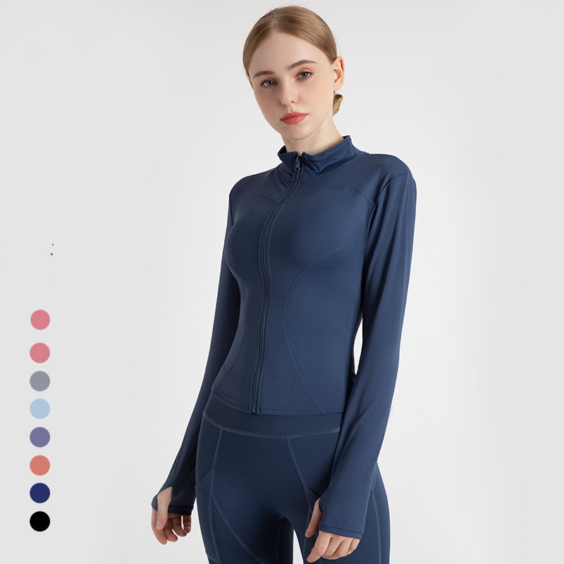 LL Veste de sport à séchage rapide pour femme - Col montant - Haut de yoga amincissant - Veste de fitness - Vêtements de jogging