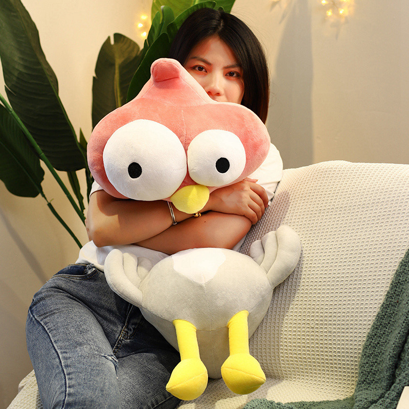 Kawaii big-eyed chicken stuffed animal toy cartoon cute flamingo plush toy children sleeping comfort doll soft pillow room decoration girls Christmas birthday gift