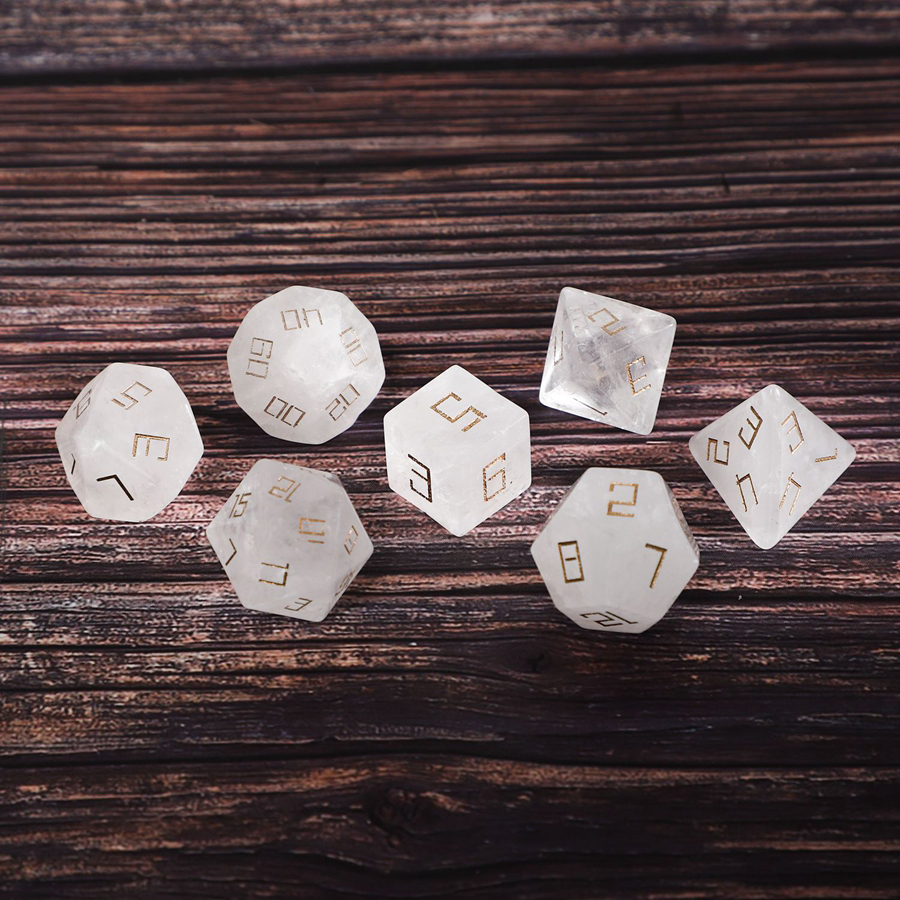 Natural White Crystal Polyhedral Loose Gemstones Dice Set Dungeons & Dragons Crystal Dice Set DND RPG Games Ornaments Spot Goods Wholesale Accept Customized