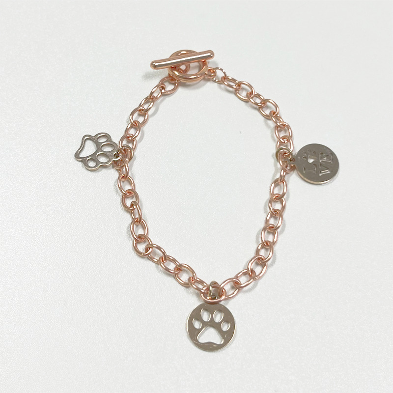 Bracelet en fer à boucle OT, 3 couleurs, avec trois pattes de chien, pendentif en acier inoxydable, Bracelet de fête personnalisé pour femmes