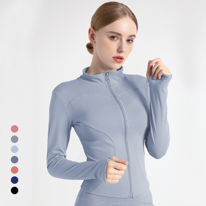 LL Veste de sport à séchage rapide pour femme - Col montant - Haut de yoga amincissant - Veste de fitness - Vêtements de jogging