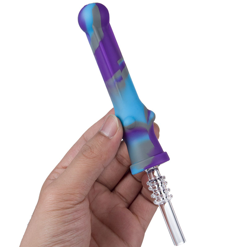 Headshop666 SI003 Tubo de silicone com ponta de cerâmica de quartzo de aço inoxidável Cachimbo de fumo Plataformas de petróleo Acessórios para bongos de vidro Dab Rig