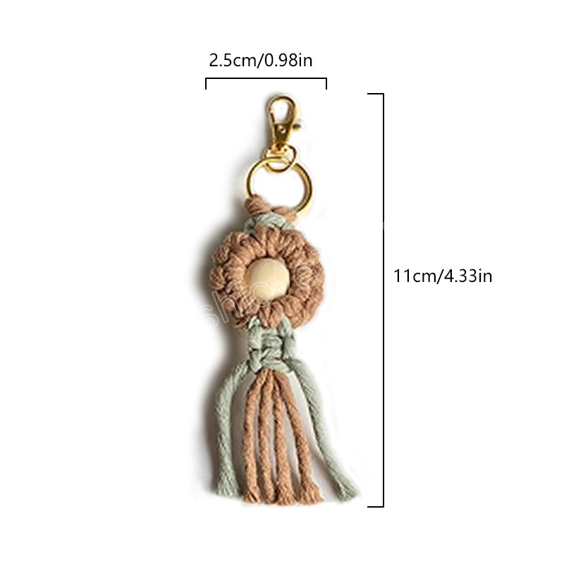 Nouveau gland fleur porte-clés coton tissé à la main bracelet porte-clés anneaux tressé pendentif porte-clés mousqueton fermoir porte-clés