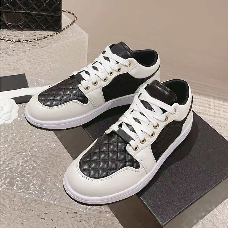 Högkvalitativ designer Casual Shoes Women's Leather Plaid Diamond Spring/Summer New Explosive Leisure Street Comfort Sneakers