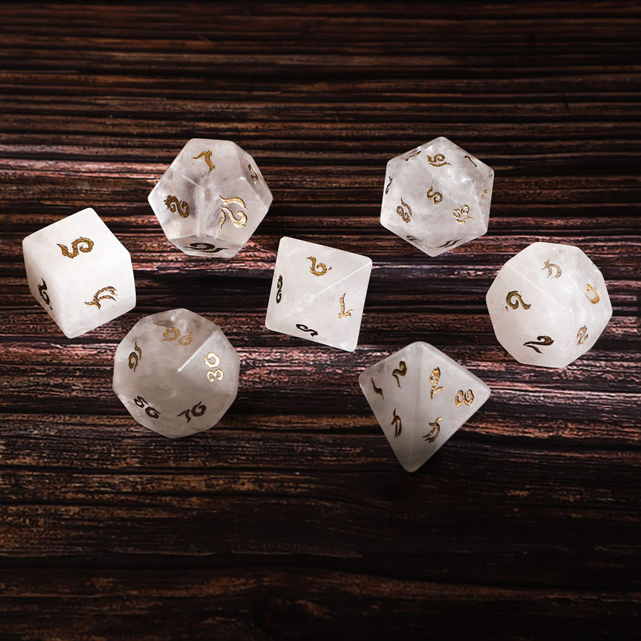 Natural White Crystal Polyhedral Loose Gemstones Dice Set Dungeons & Dragons Crystal Dice Set DND RPG Games Ornaments Spot Goods Wholesale Accept Customized