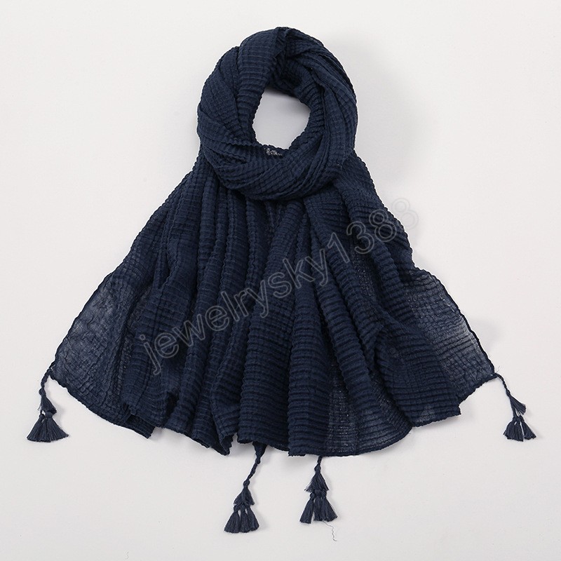 Klassisches Design Baumwoll-Viskose-Schal, Falten-Plaid-Quastenschals und -Wraps, Herbst-Echarpe-Pashmina-Bufanda-Muslim-Sjaal, 180 x 70 cm