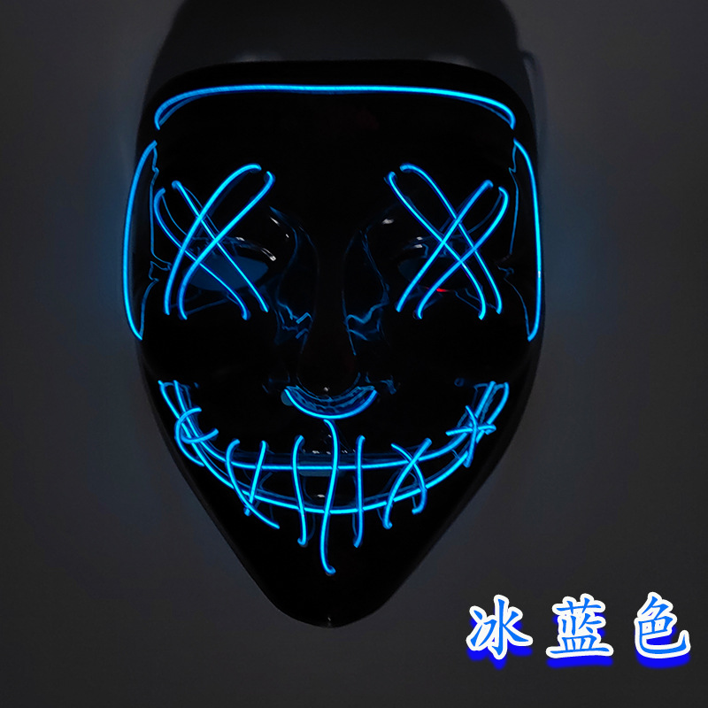 led Glow Black V maschera Cold Glow Maschera di Halloween Ghost Walk Dance Glow maschera in stock