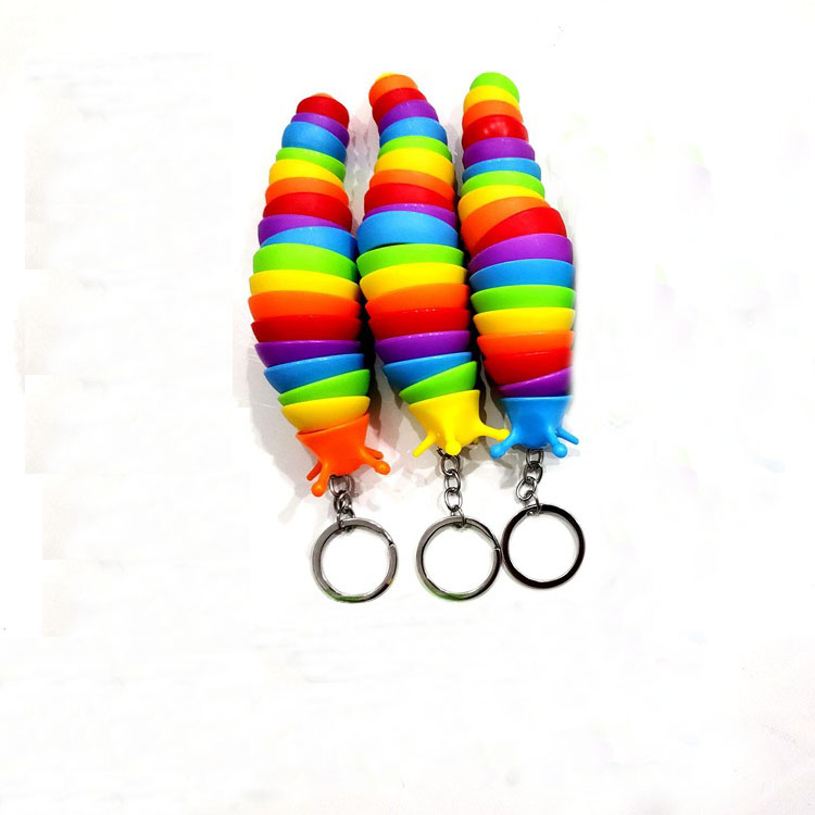 Fidget porte-clés limaces jouets sensoriels articulés extensibles forme de chenille mignonne anxiété jouet anti-stress pour enfants garçons filles