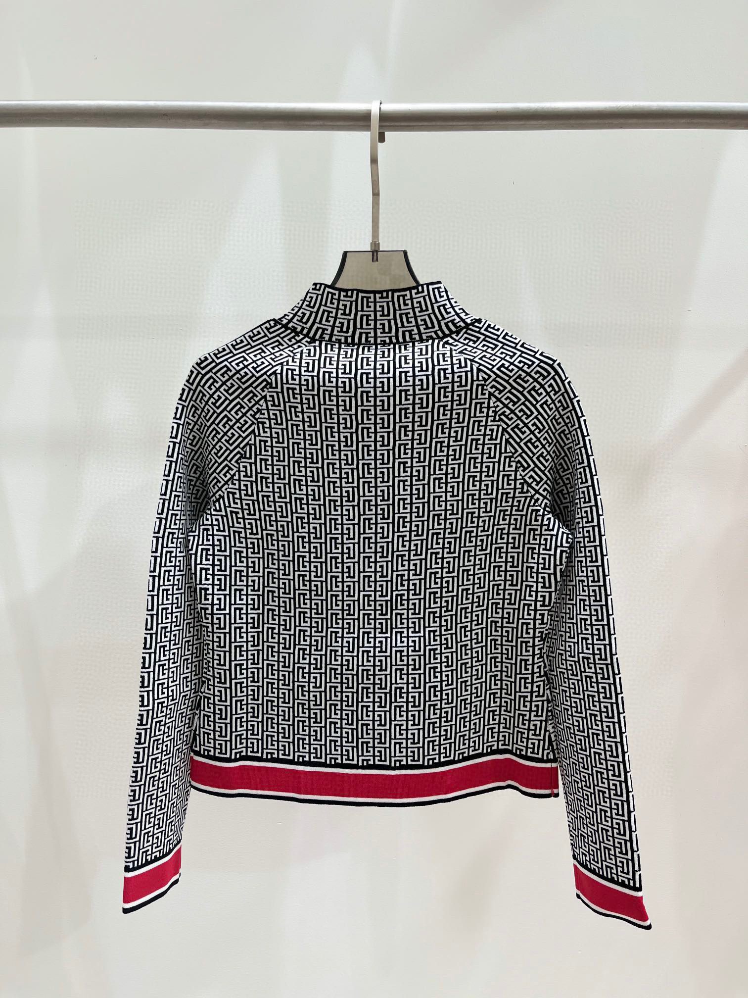 B1021 Kadın Sweaters Ocunuzlar Kadın Günlük Stand Yakası Fermuar Cep Geometrik Jacquard Örme HARDIGAN