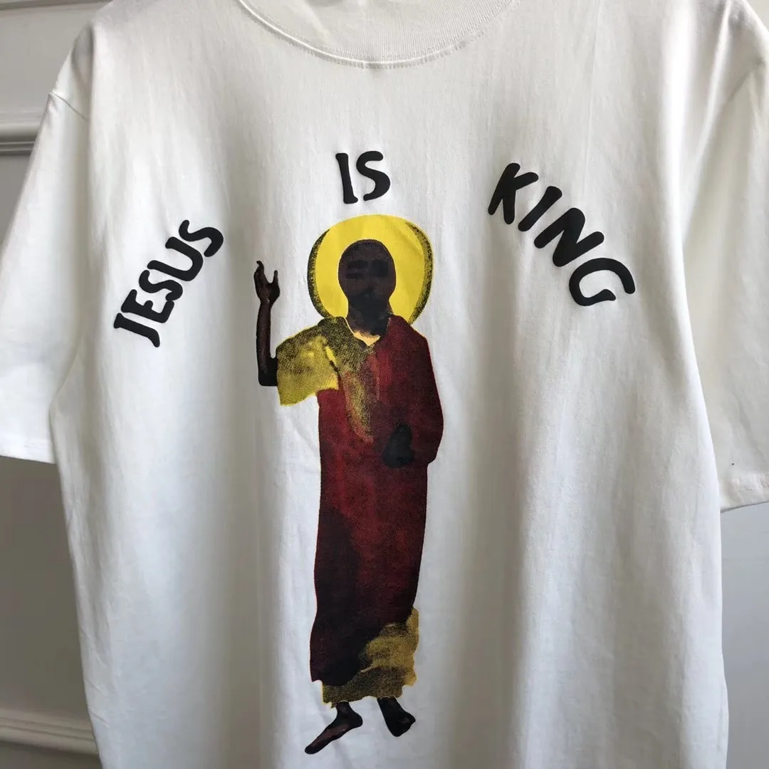 2023 ss Jesus Is King Impresso L.A Listening Party Camiseta Mulheres Homens Soltos Fit Manga Curta 100% Algodão Camisetas Camisetas M-2XL