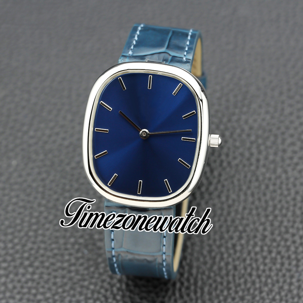 TW F New Golden Ellipse 3738 100P Miyota 9015 Autoamtic Mens Watch Blue Dial Steel Case Blue Lather Strap Gents Watches Timezonewatch TWPPz24b