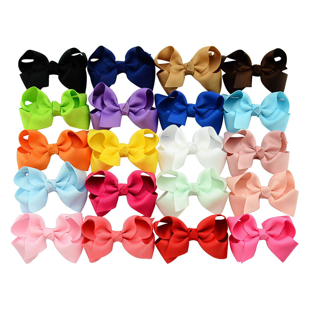 Kids Hair Accessories 3inchs multi-color curly flower bow and duckbill clip children's Christmas gifts hairclips Hairpin with headband flowers