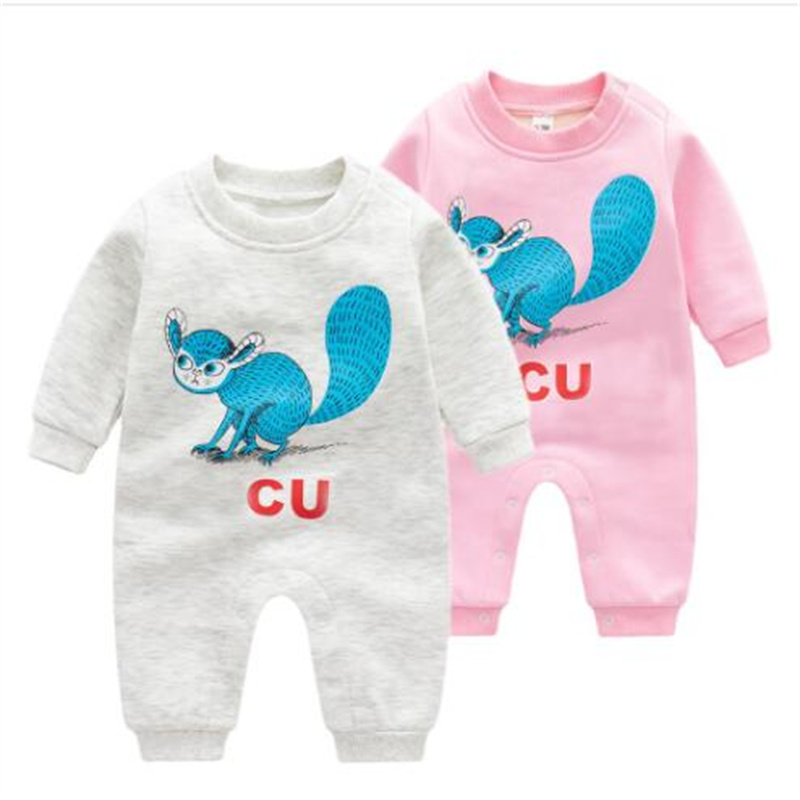 kids Designer Clothes Autumn Winter Thick Fleece Rompers Baby Boy Girl Top Quality Long Sleeve Combed Cotton 0-24 Months Newborn Infant Jumpsuits