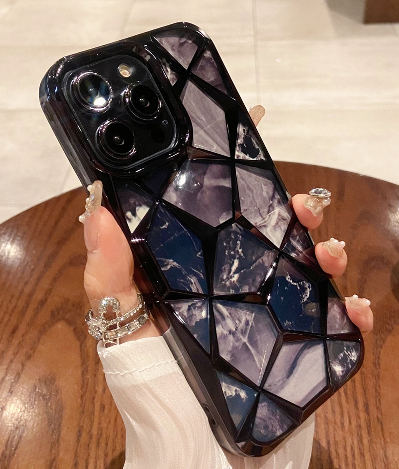 Shinny Marble Chromed Case för iPhone 15 14 Pro Max 14 13 12 11 I14 Fashion Bling Metallic Plating Soft TPU Clear Quartz Rock Stone Granite Mobiltelefon Back Cover Skin