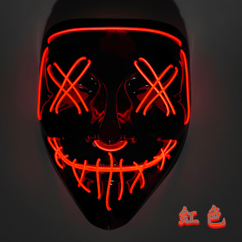 led Glow Black V mask Cold Glow Halloween mask Ghost Walk Dance Glow mask in stock