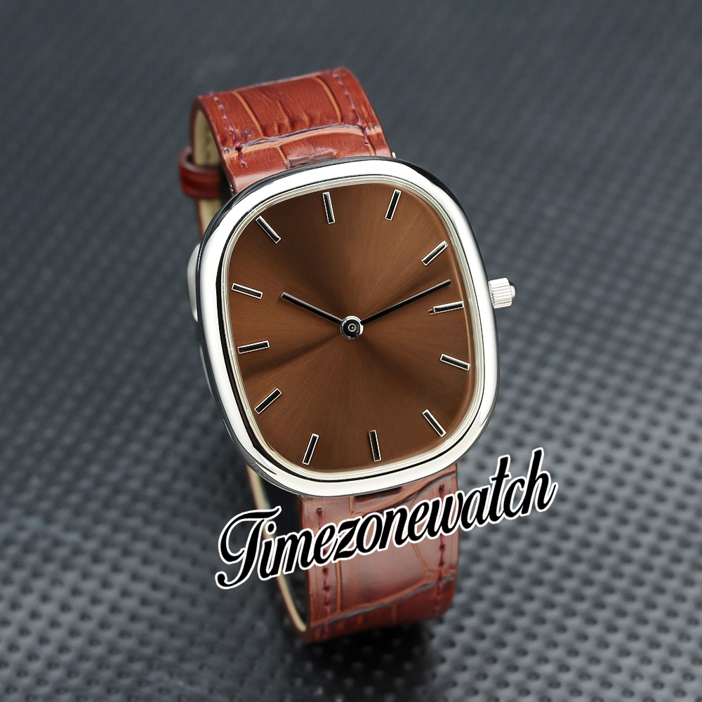 TW F YENİ GOLDE ELILIPS 3738/100G-012 Miyota 9015 Otoamtik Erkekler İzle Kahverengi Dial Steel Case Kahverengi Kötü Kazanma Kentleri Saatler TimezoneWatch Twppz24c