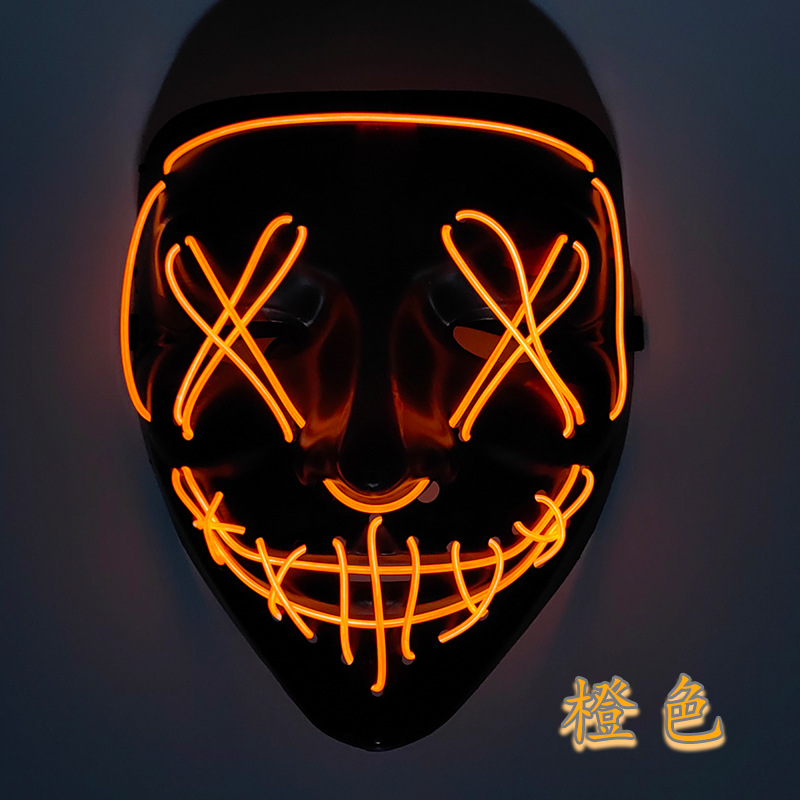 led Glow Black V maschera Cold Glow Maschera di Halloween Ghost Walk Dance Glow maschera in stock