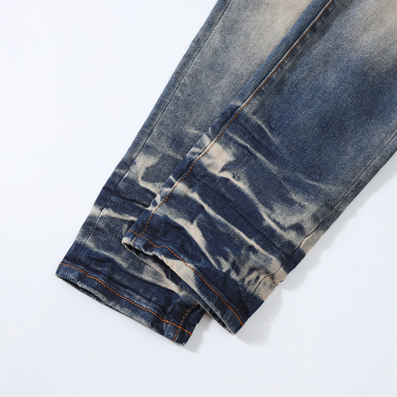 Jean skinny bleu homme lavage moustaches élastique Denim coton