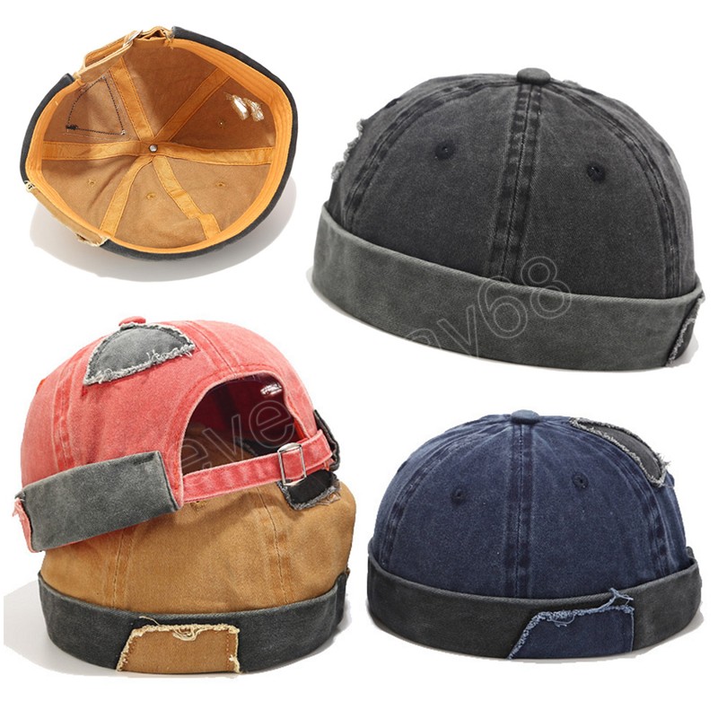 Vintage erkekler Capse Cap Rolled Retro Hat Öğrenci Erkek Kızlar Çift Sailor Hat Skullcap Simlesless şapka kovboy deliği kapağı