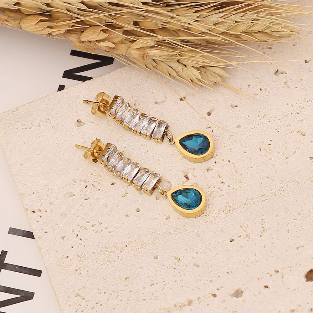 High-quality Jewelry personalized necklace titanium steel bangles set ins Eye Blue Water Drop clavicle chain