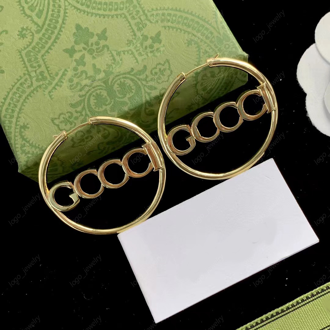 Modebrev Hoop Huggie Gold Luxury Designer Large Circle Earrings Women's Wedding Party Gift Jewelry