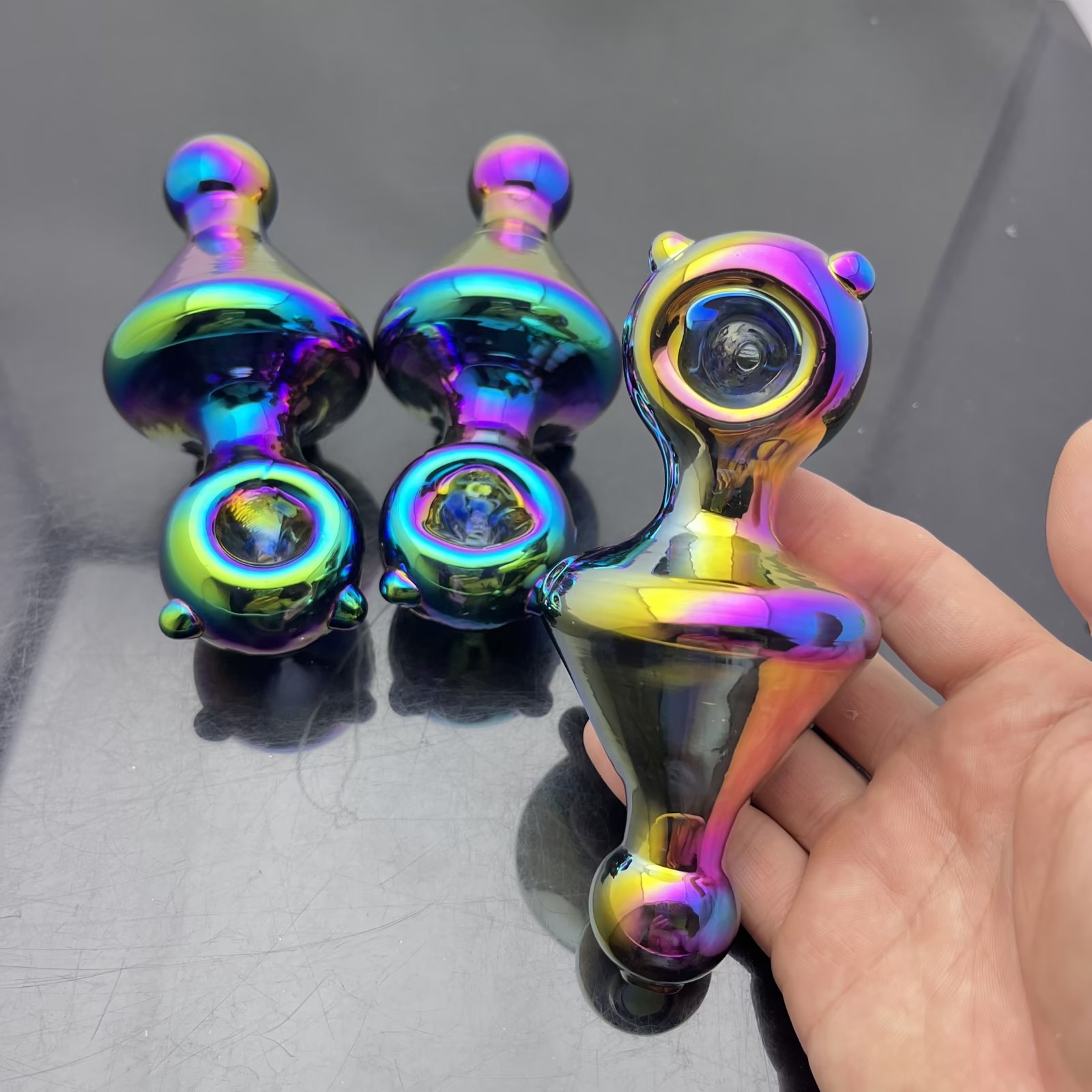 Tubos de fumaça Hookah Bong Glass Rig Oil Water Pipe Venda quente galvanizado colorido volante conjunto de fumo de vidro