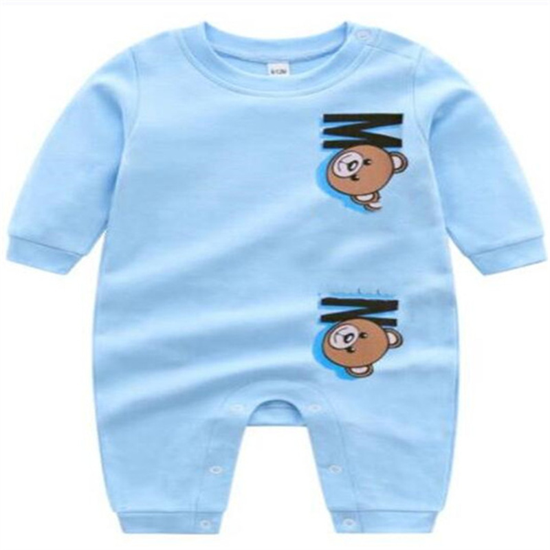 Designer bébé barboteuses coton bébé fille garçon vêtements mignon ours lettre impression nouveau-né infantile combinaisons pyjamas