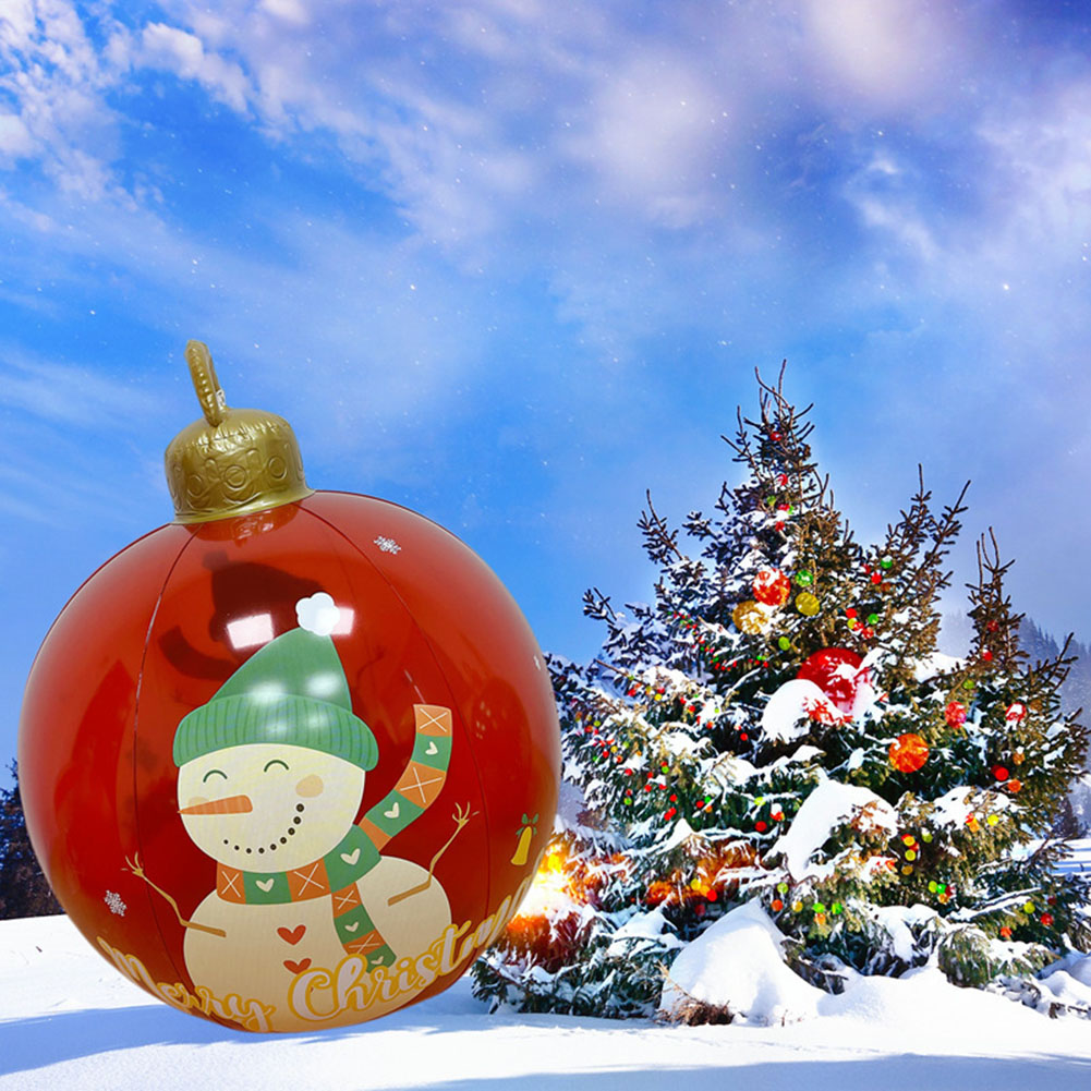 60cm Outdoor Christmas Inflatable Decorated Ball PVC Giant Big Large Balls Xmas Tree Decorations Toy Ball Without Light 918