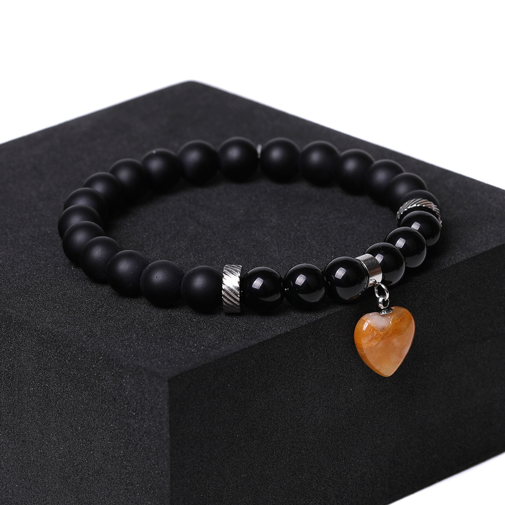 8mm mattade pärlor Rose Quartz Agate Tiger's Eye Stone Heart Armband Men Kvinnor Yoga Healing Balance Armband