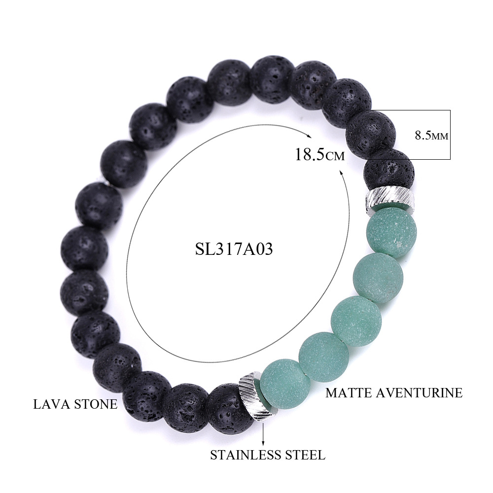Mattad randig agat svart lava helande balanspärlor reiki buddha bön natursten yoga armband för kvinnor